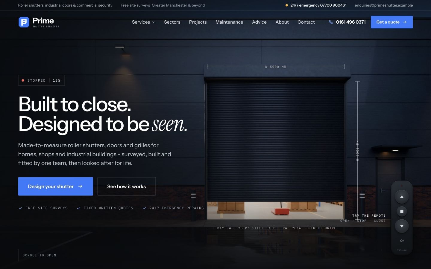 Genuine screenshot of PRIME Shutter Services